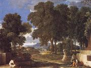 Nicolas Poussin Landscape with a Man Washing His Feet at a Fountain Spain oil painting artist